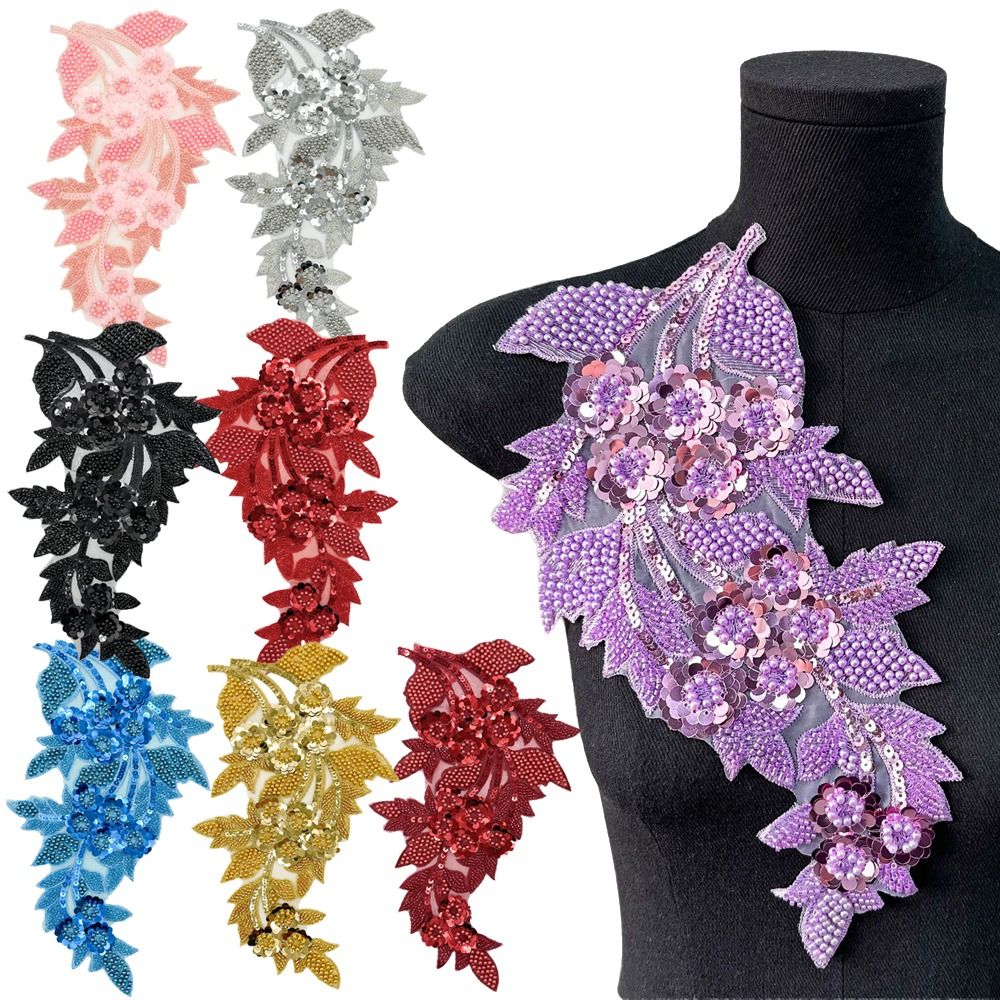 Applique Patch Flower - Modne naszywki 3D z cekinami w