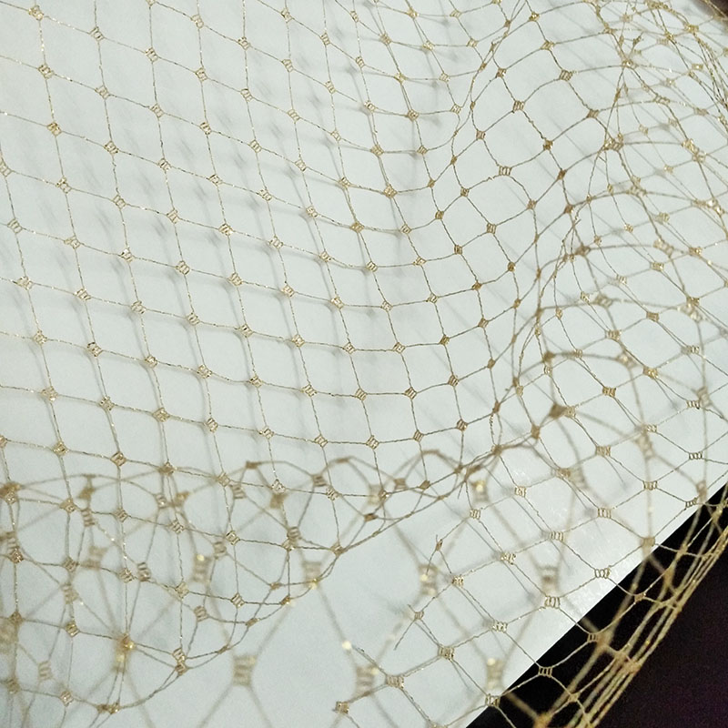 Crystal Mesh Fabric - Czarna siatka z diamentowym wzorem, woal