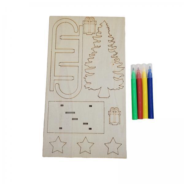 Christmas Craft Embellishment - 3x Drewniane ozdoby świąteczne DIY, sanie,