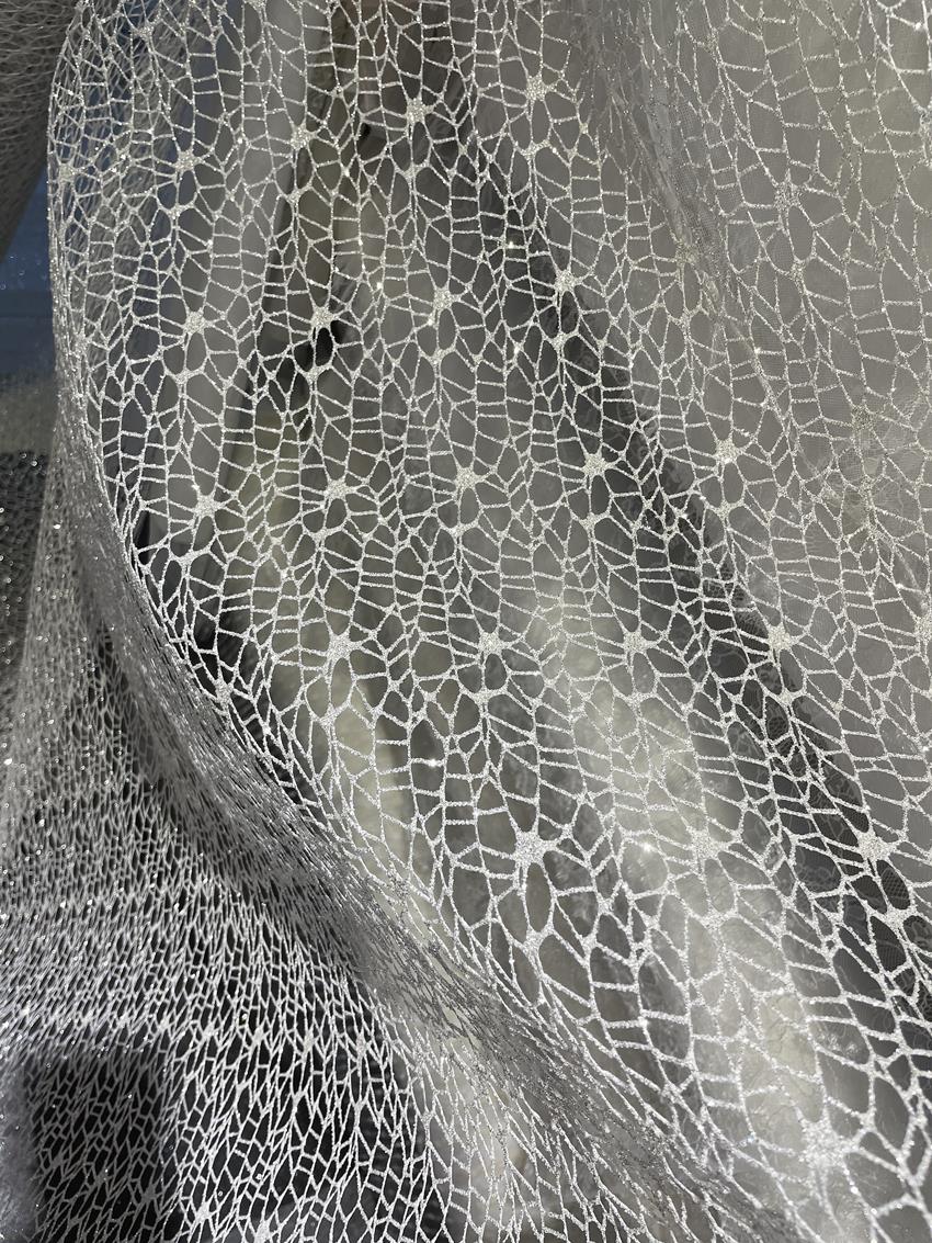 Biały brokat Błyszcząca niereg – Crystal Mesh Fabric recenzja i cena
